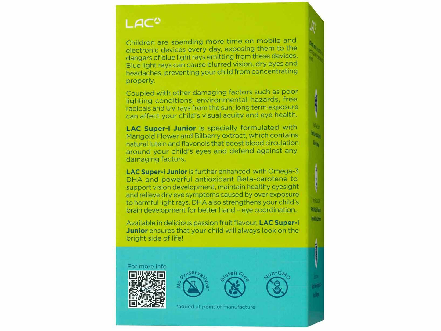Paquete de gelatina LAC Super-I Junior con nutrientes para ojos