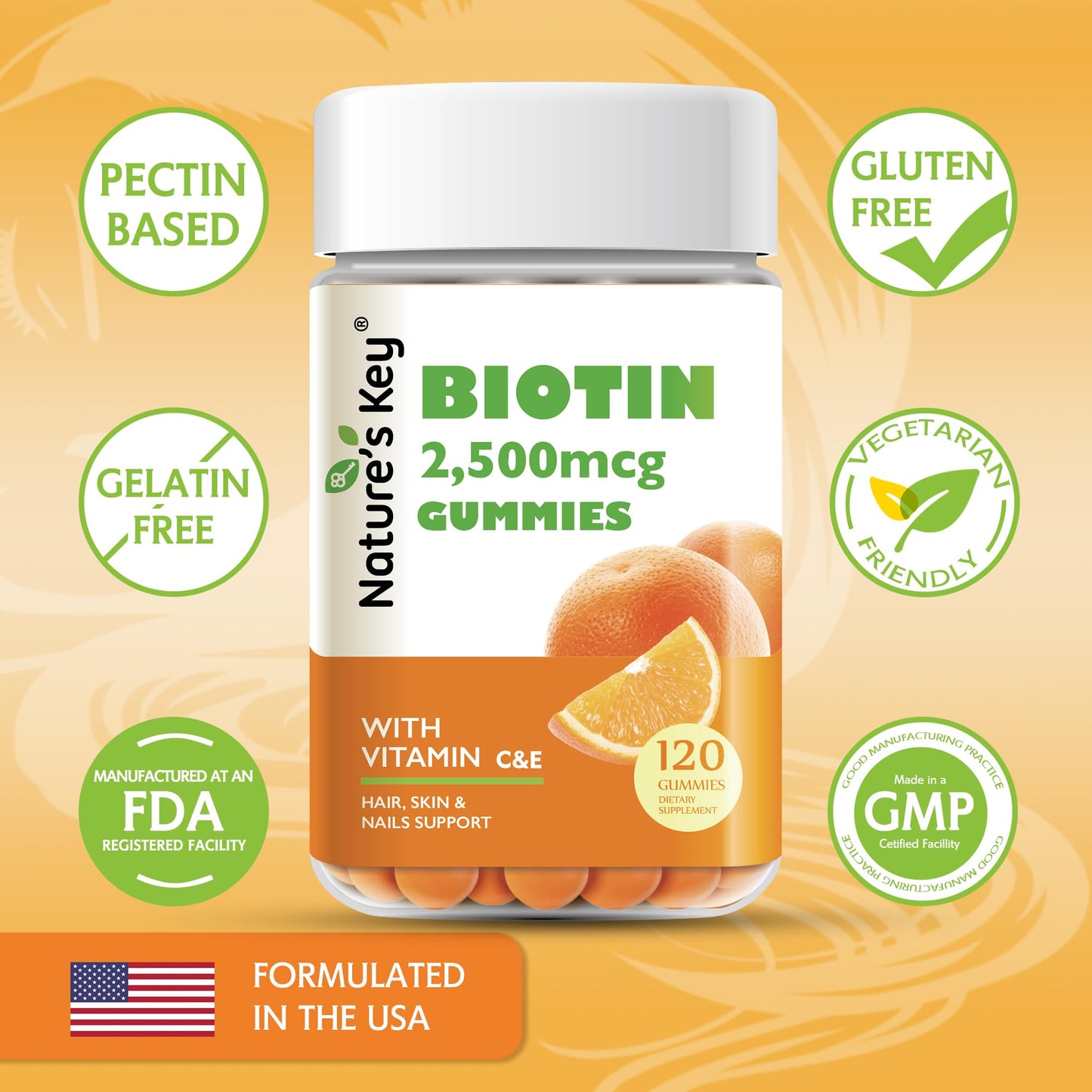 Paquete gomitas biotina 120 unidades veganas vitaminas c e