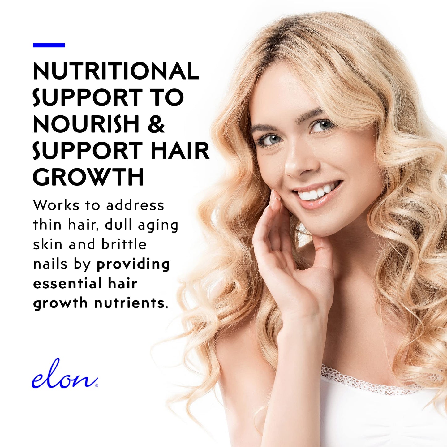Paquete frontal gomitas Elon biotina 5000 mcg para cabello