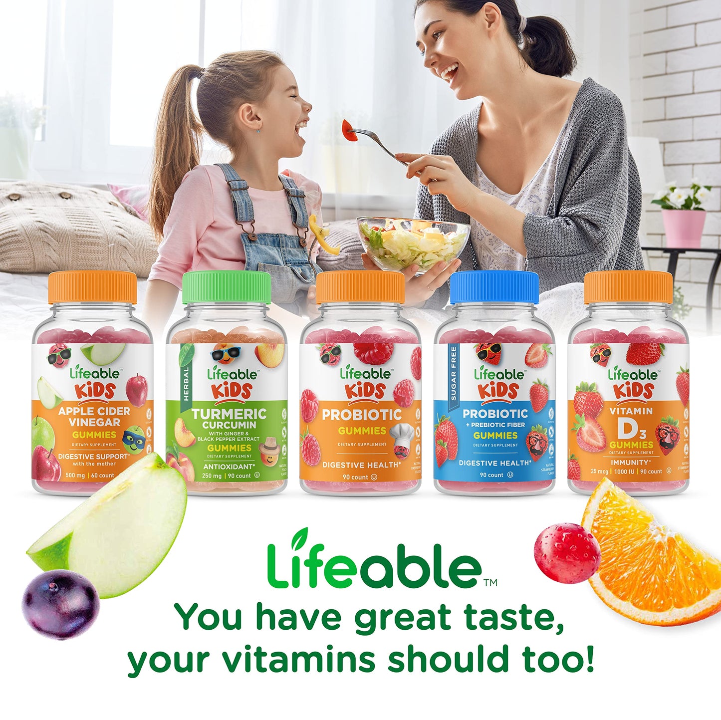 Paquete de gomitas Lifeable prebiótico y vitaminas D3 K2 niños
