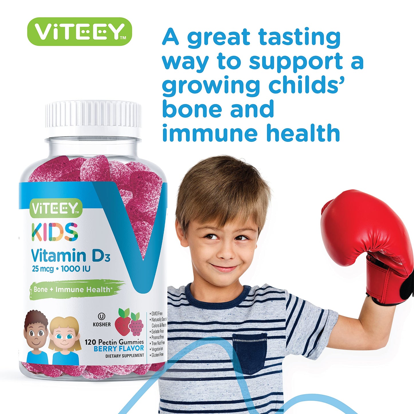 Paquete de gomitas saludables vitamina D3 para niños Viteey