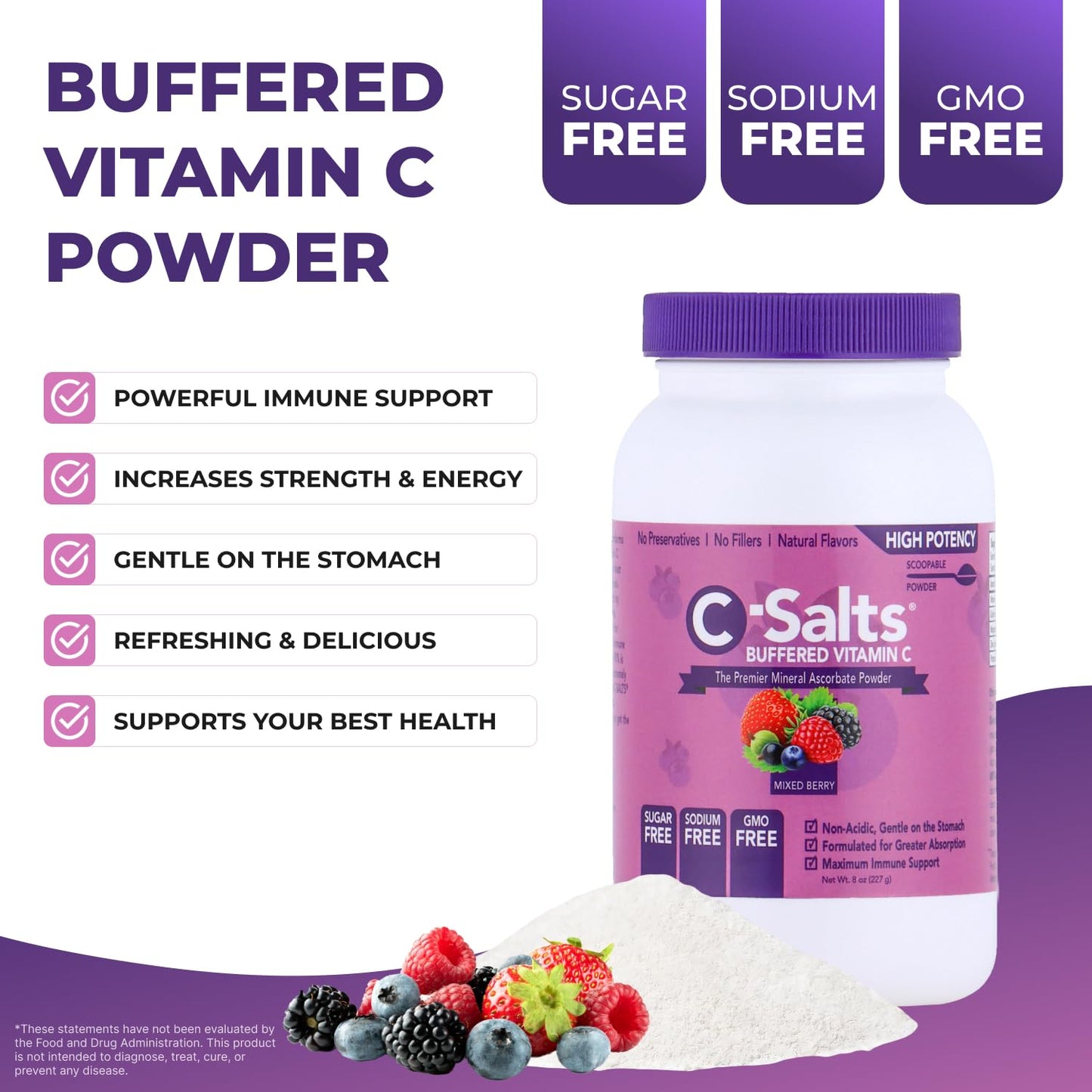 Paquete grande C-Salts polvo vitamina C orgánica 26 oz