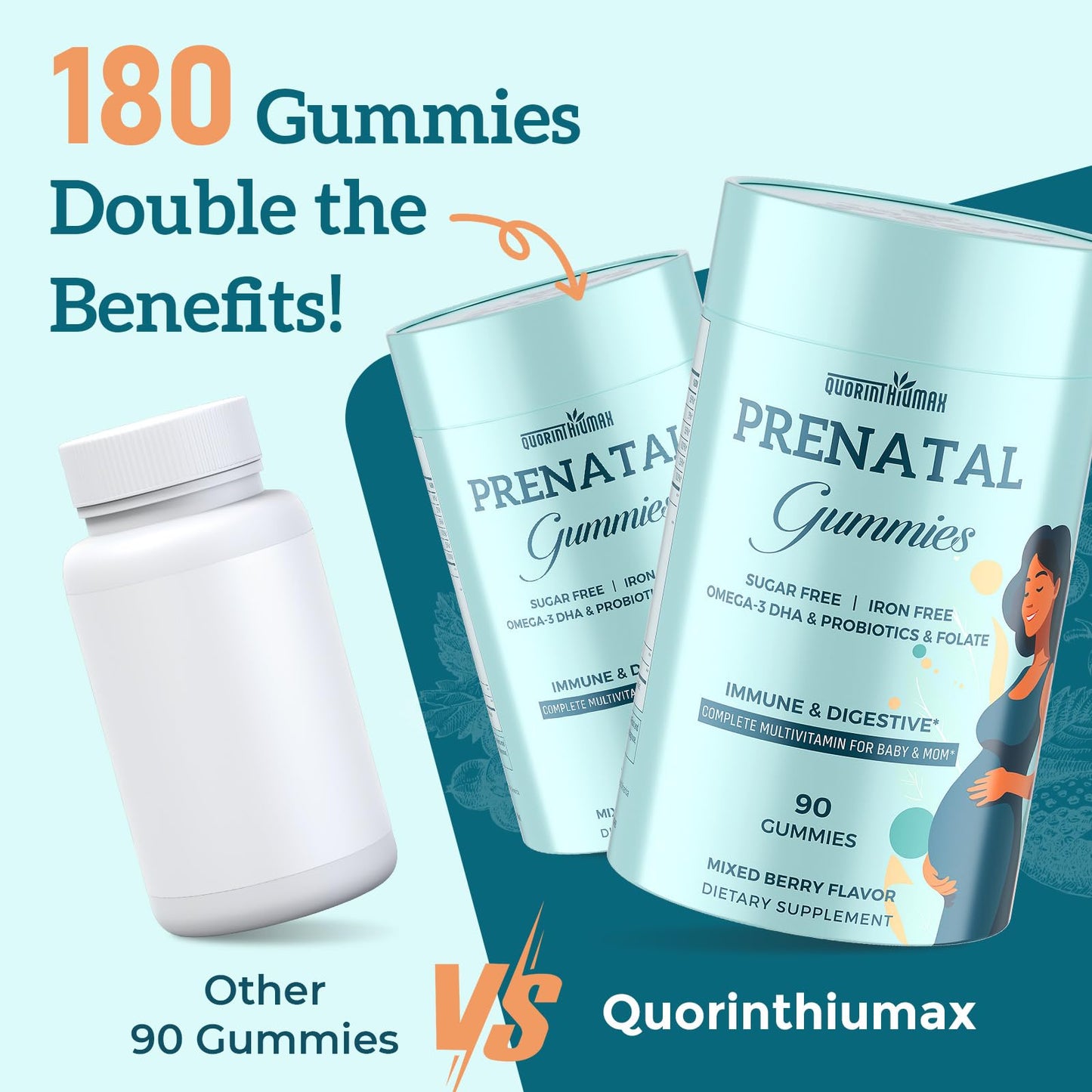 Paquete individual con 3 gomitas prenatales envueltas