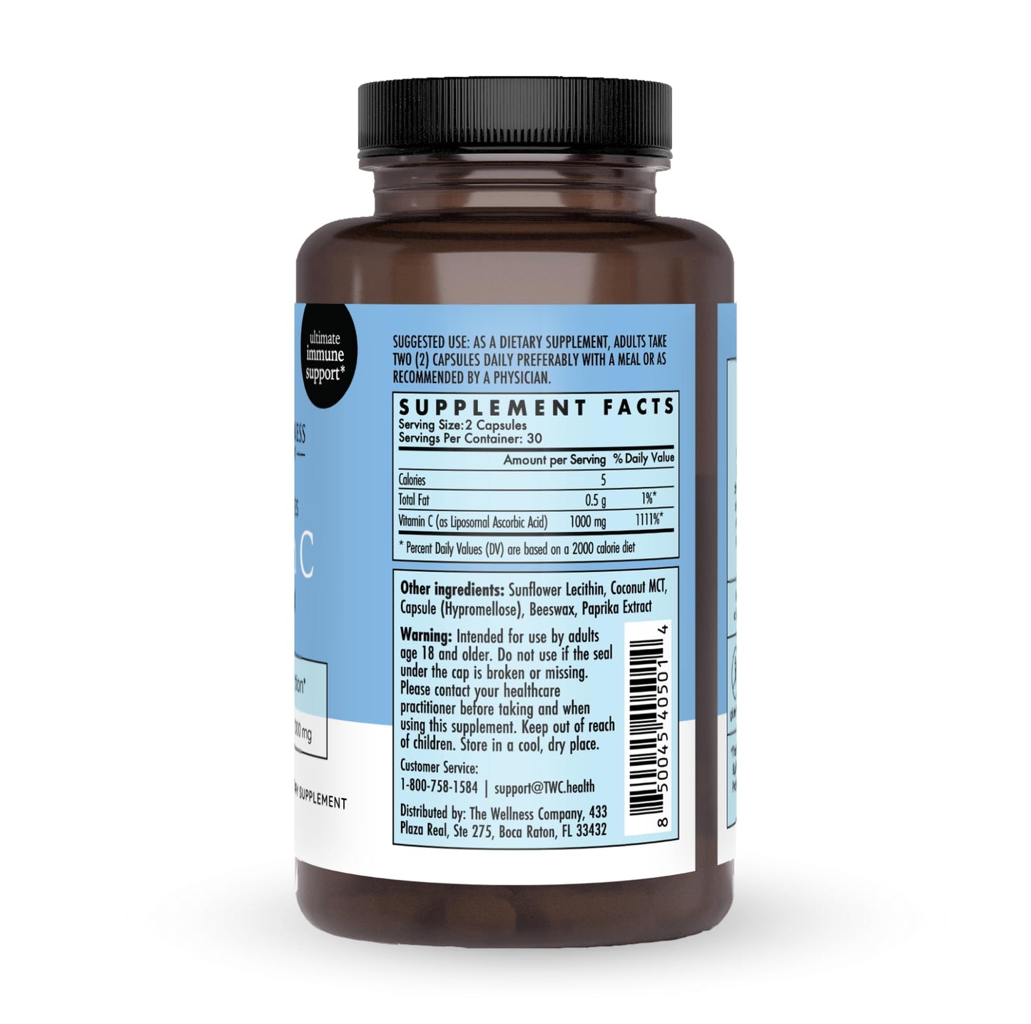 Paquete lateral cápsulas vitamina c liposomal 60 unidades