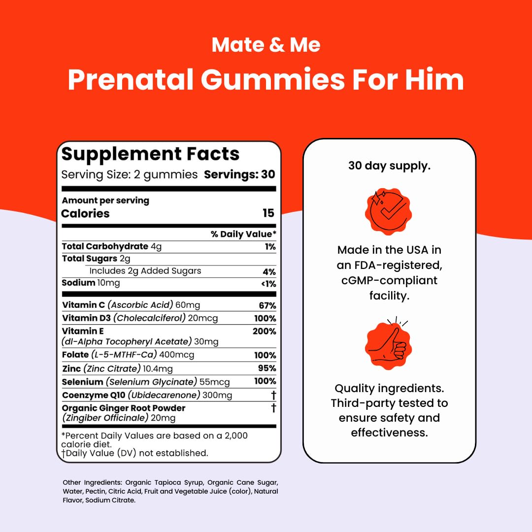 Paquete de Mate & Me gominolas vitamínicas para salud masculina
