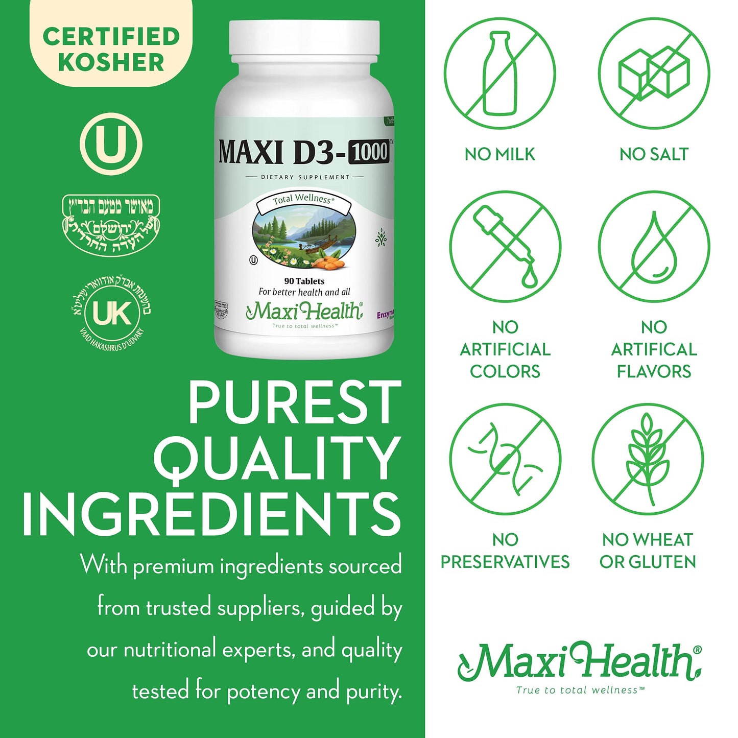 Paquete Maxi Health vitamina D3 1000 IU 90 tabletas
