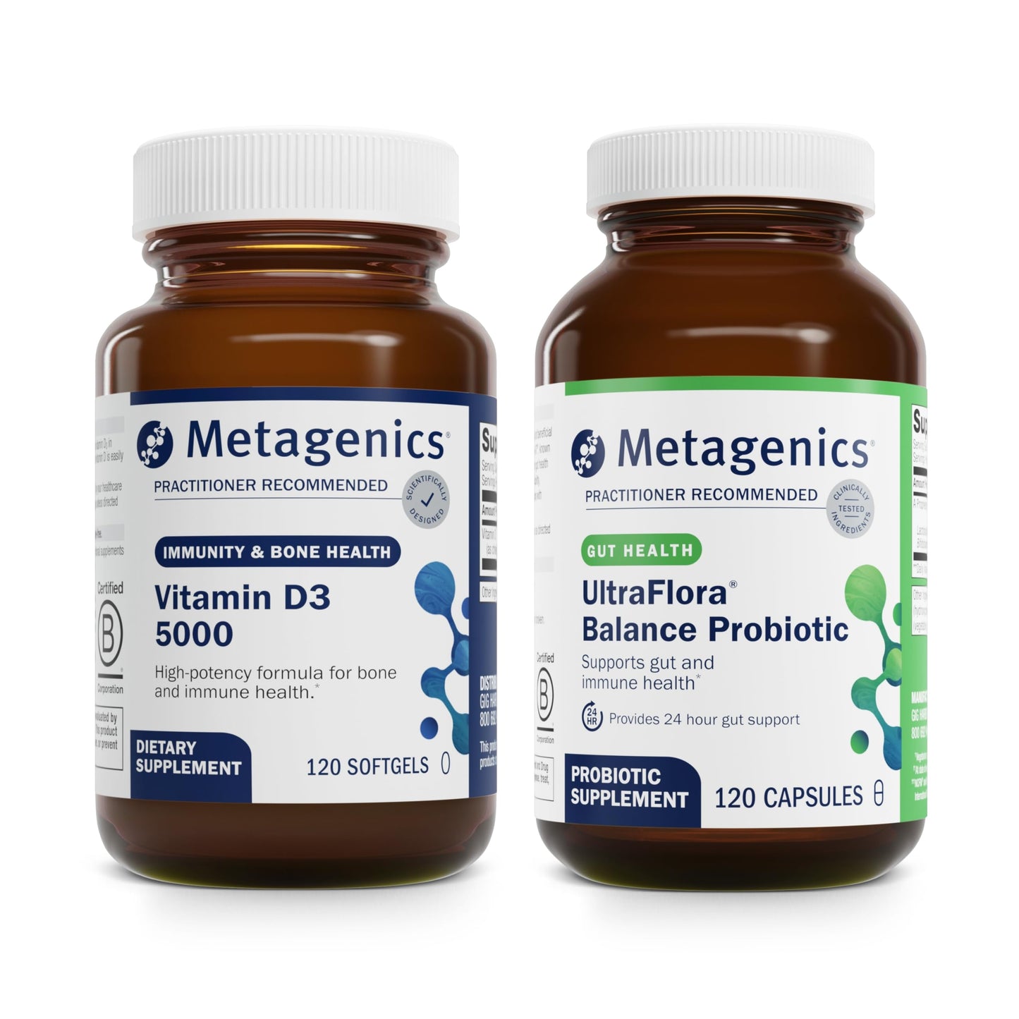 Paquete metagenics vitamina d3 5000 con ultra flora balance