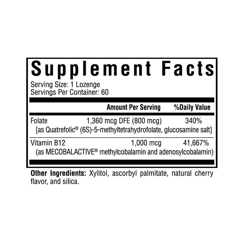 Paquete suplemento Metil B12 con L-Metilfolato para apoyo MTHFR