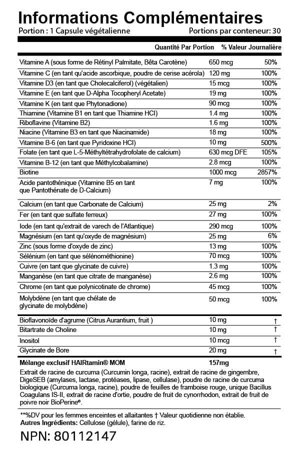 Paquete múltiple HAIRtamin MOM vitaminas 90 cápsulas