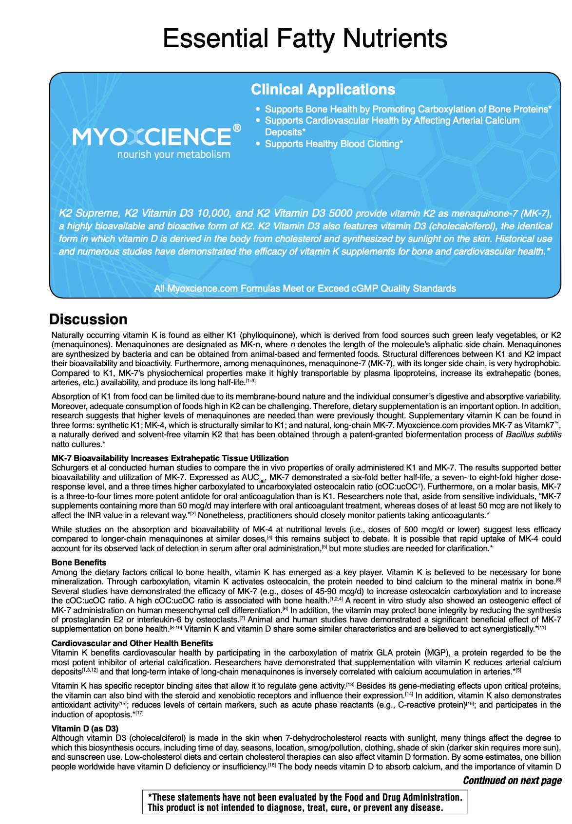 Paquete Myoxcience vitaminas D3 y K2 MK-7 para huesos