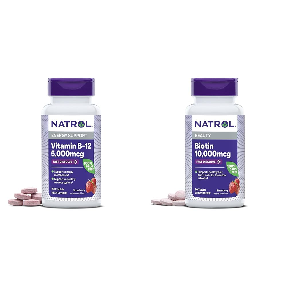 Paquete Natrol vitamina B12 y biotina para salud y energía