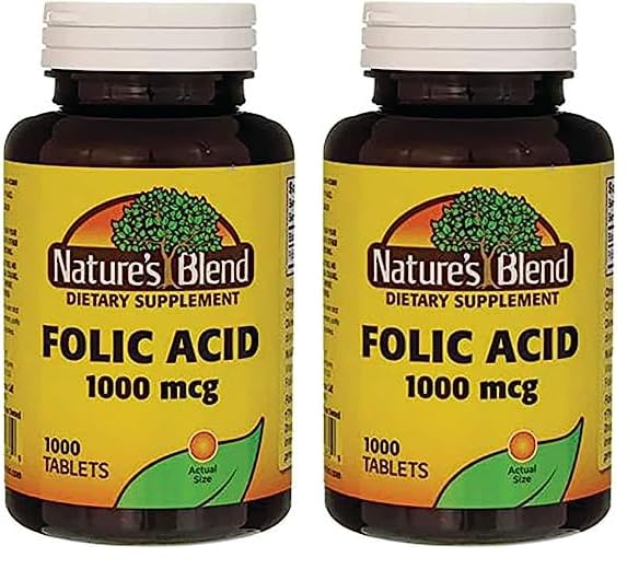 Paquete de Nature's Blend Ácido Fólico 1000 mcg
