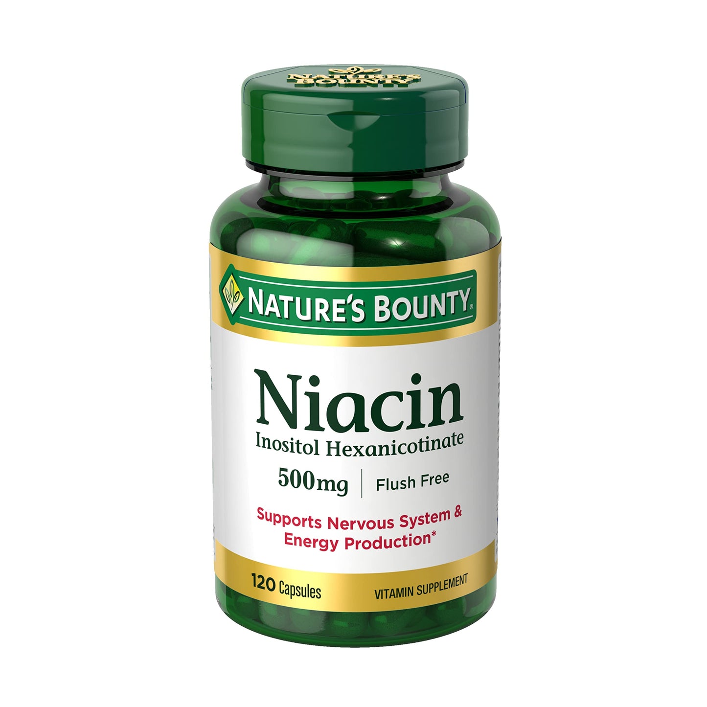 Paquete de Niacina Nature's Bounty 500 mg sin enrojecimiento 120 cápsulas