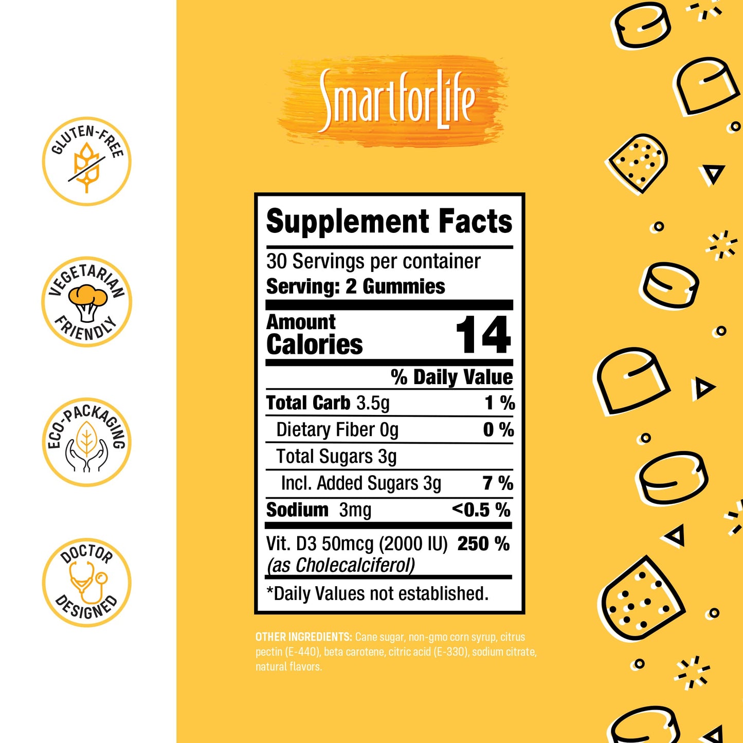 Paquete Smart for Life gomitas vitamina D3 y C sin alérgenos