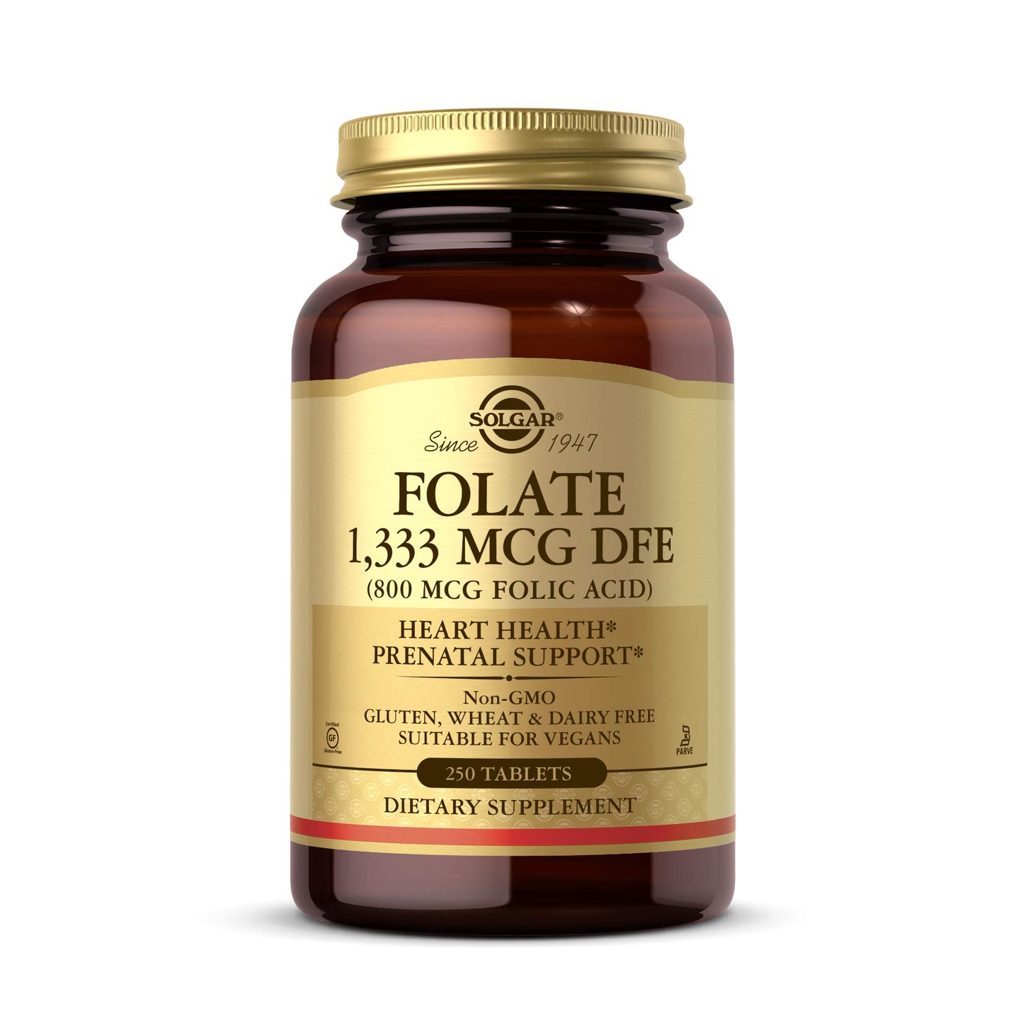 Paquete Solgar Folato 1333 mcg 250 tabletas salud cardíaca