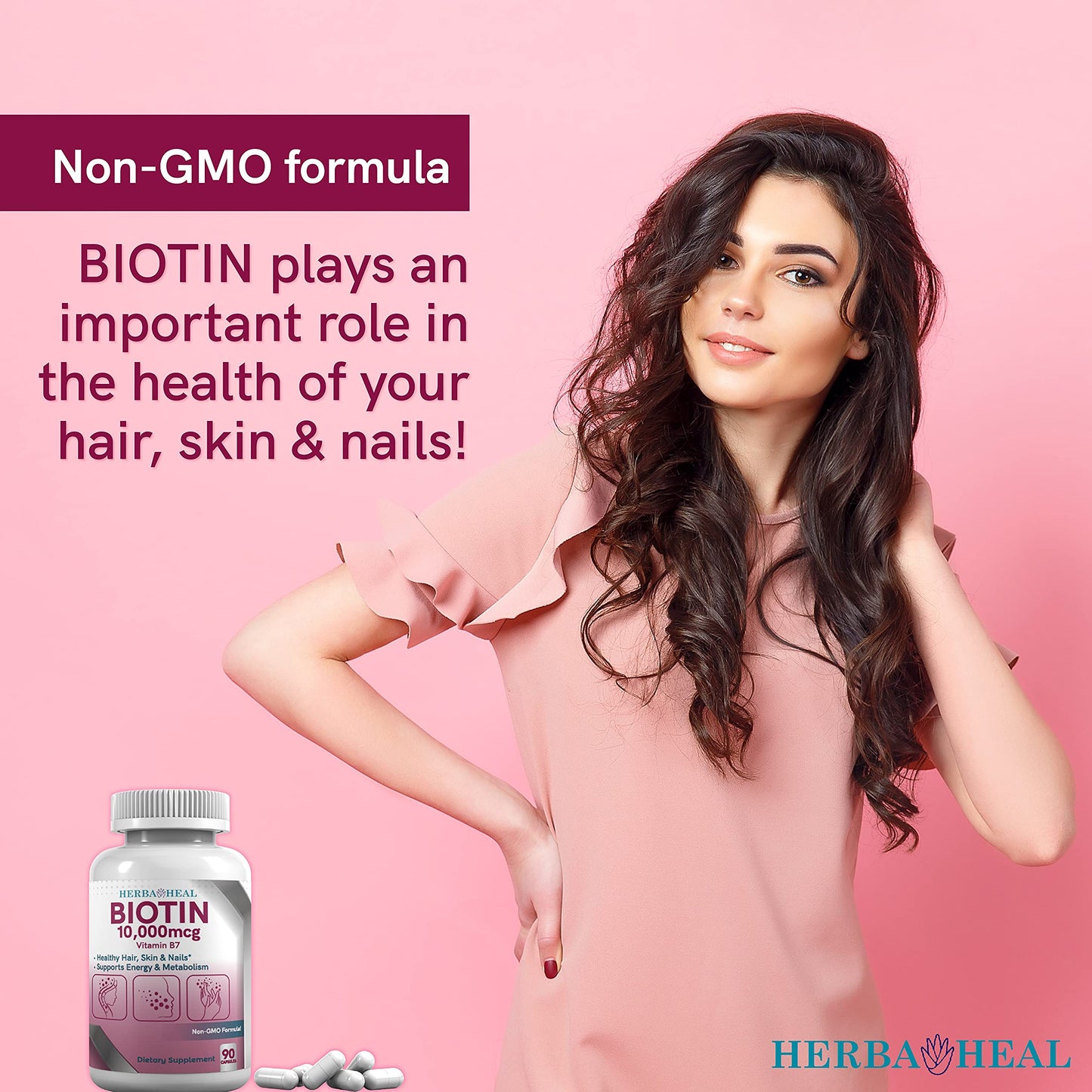 Paquete suplemento biotina 10000mcg HERBA HEAL