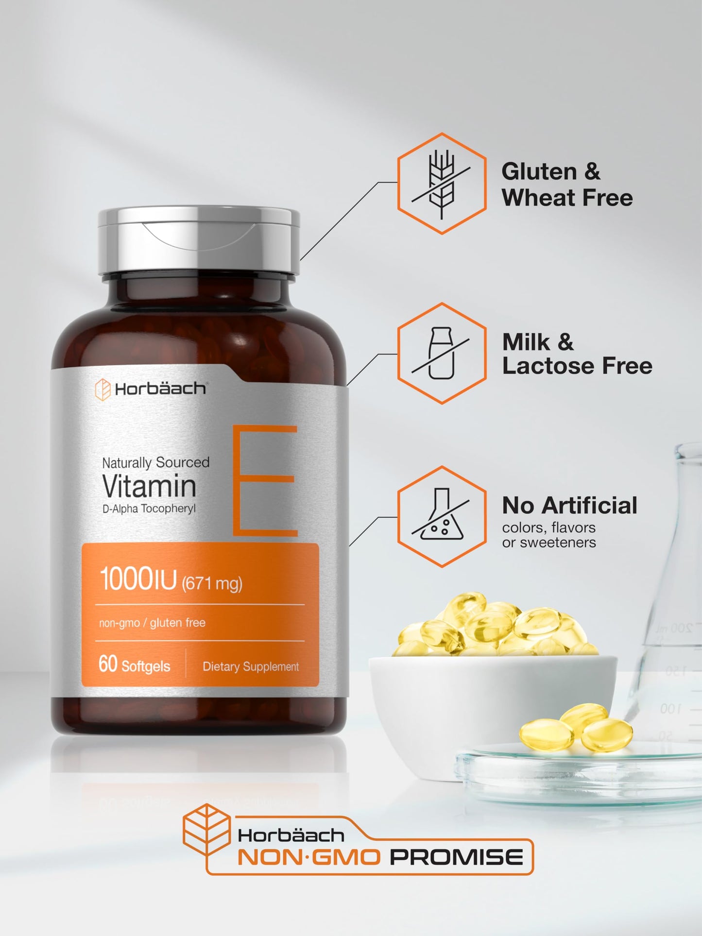 Paquete suplemento Horbäach Vitamina E para salud antioxidante