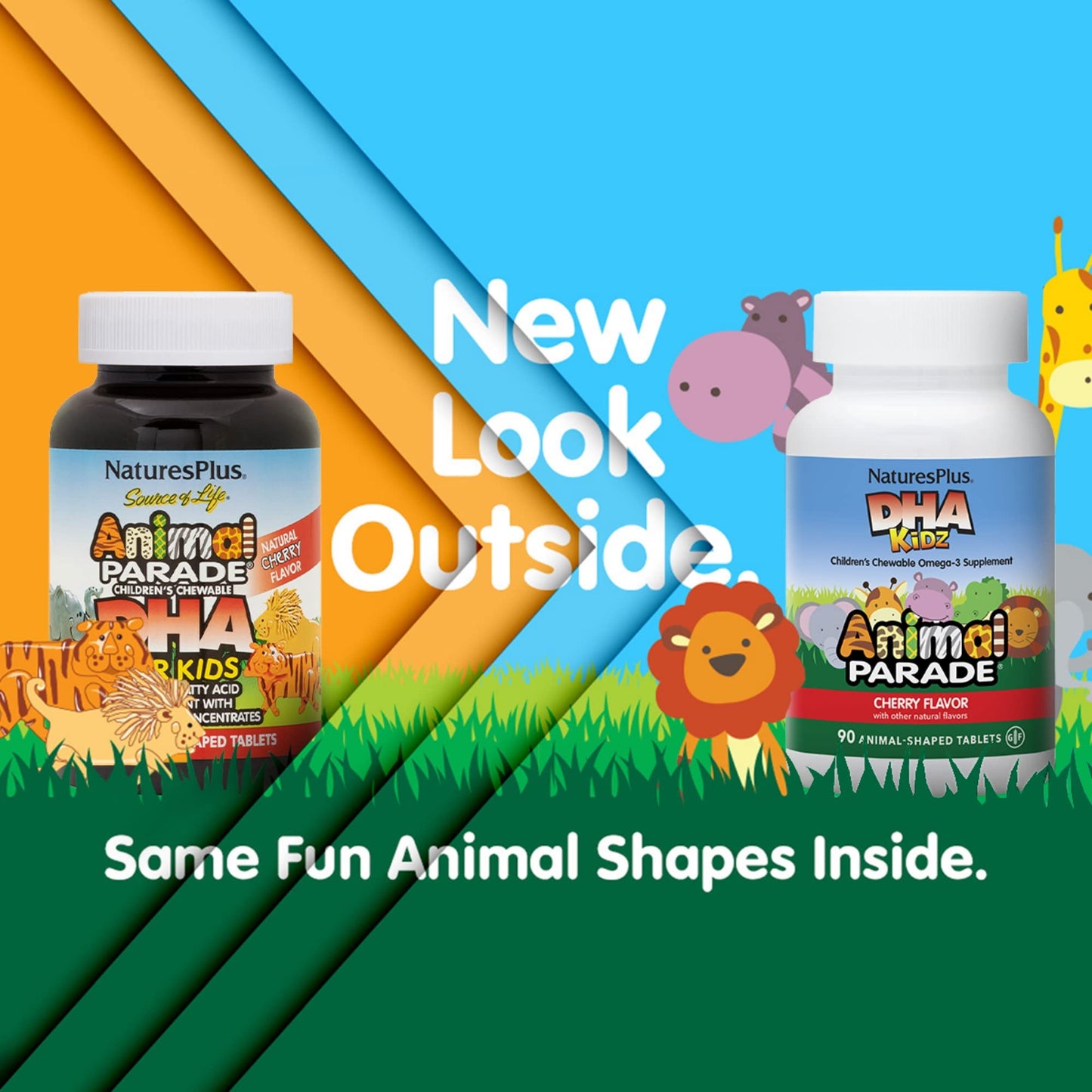 Paquete de tabletas masticables Animal Parade DHA sabor cereza para niños