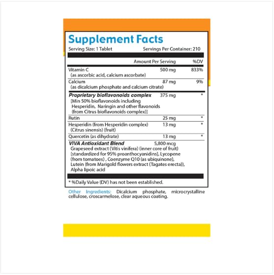 Paquete de tabletas Vitamina C 500mg con bioflavonoides