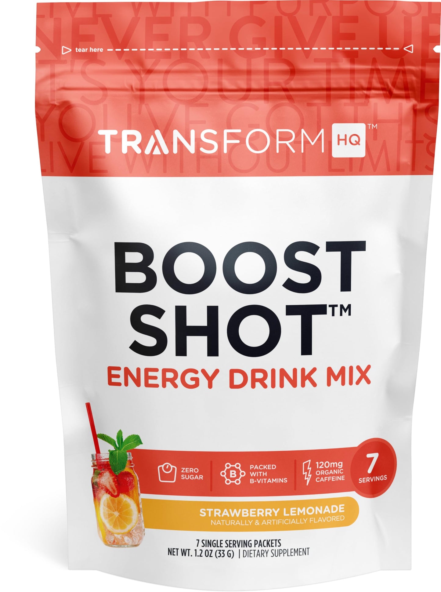 Paquete TransformHQ Boost Shot limonada fresa 7 sobres