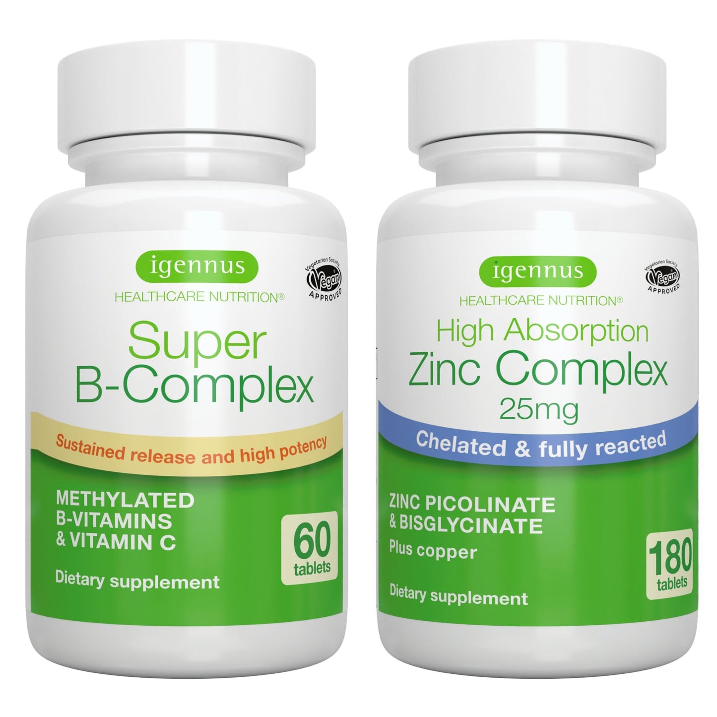 Paquete vegano Igennus Super B-Complex y Zinc