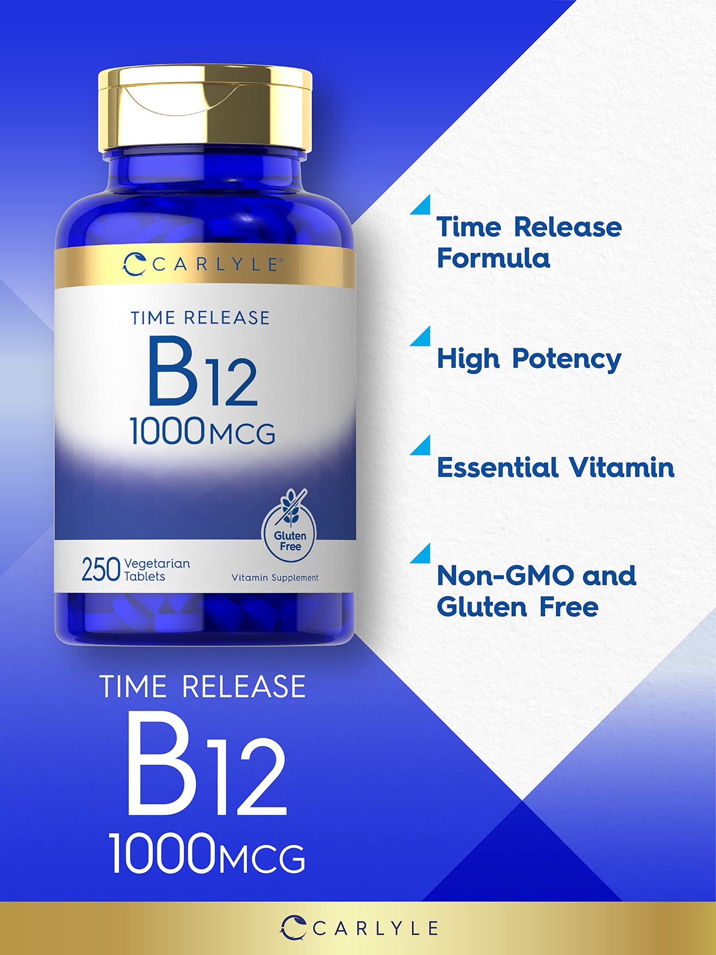 Paquete vitamina B12 Carlyle 250 tabletas vegetarianas