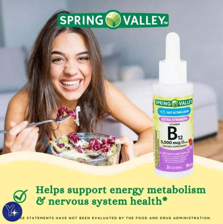 Paquete Vitamina B12 líquida con sabor berry Spring Valley