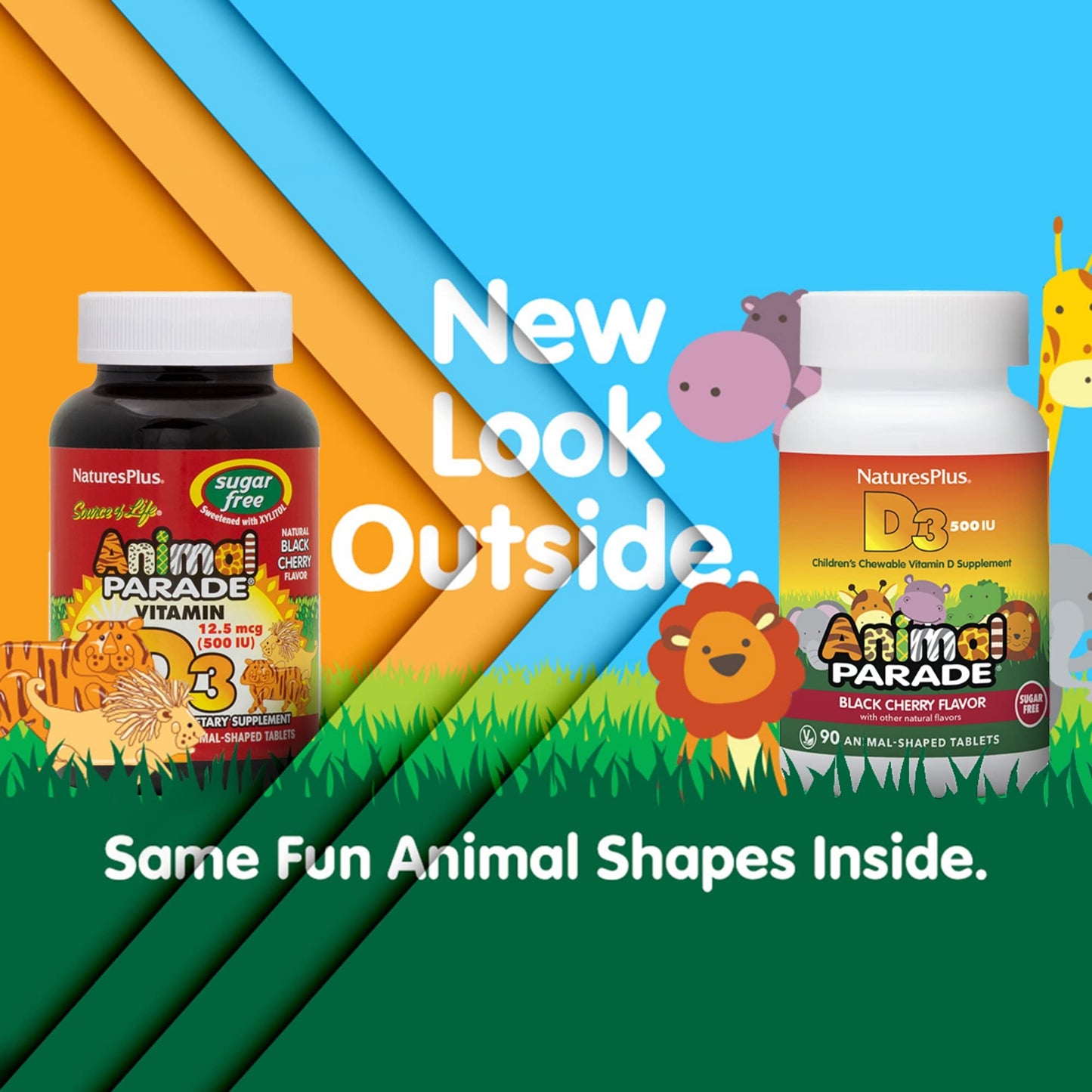 Paquete Vitamina D3 niños Animal Parade Natures Plus 90 tabletas