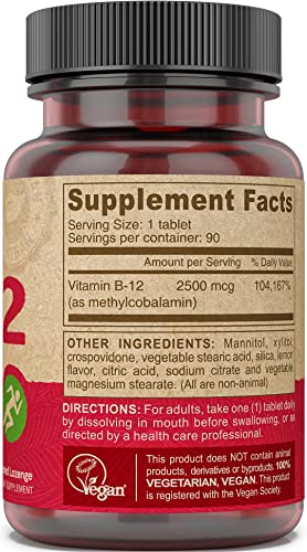 Paquete doble vitaminas veganas B12 rápida disolución 90 tabletas DEVA