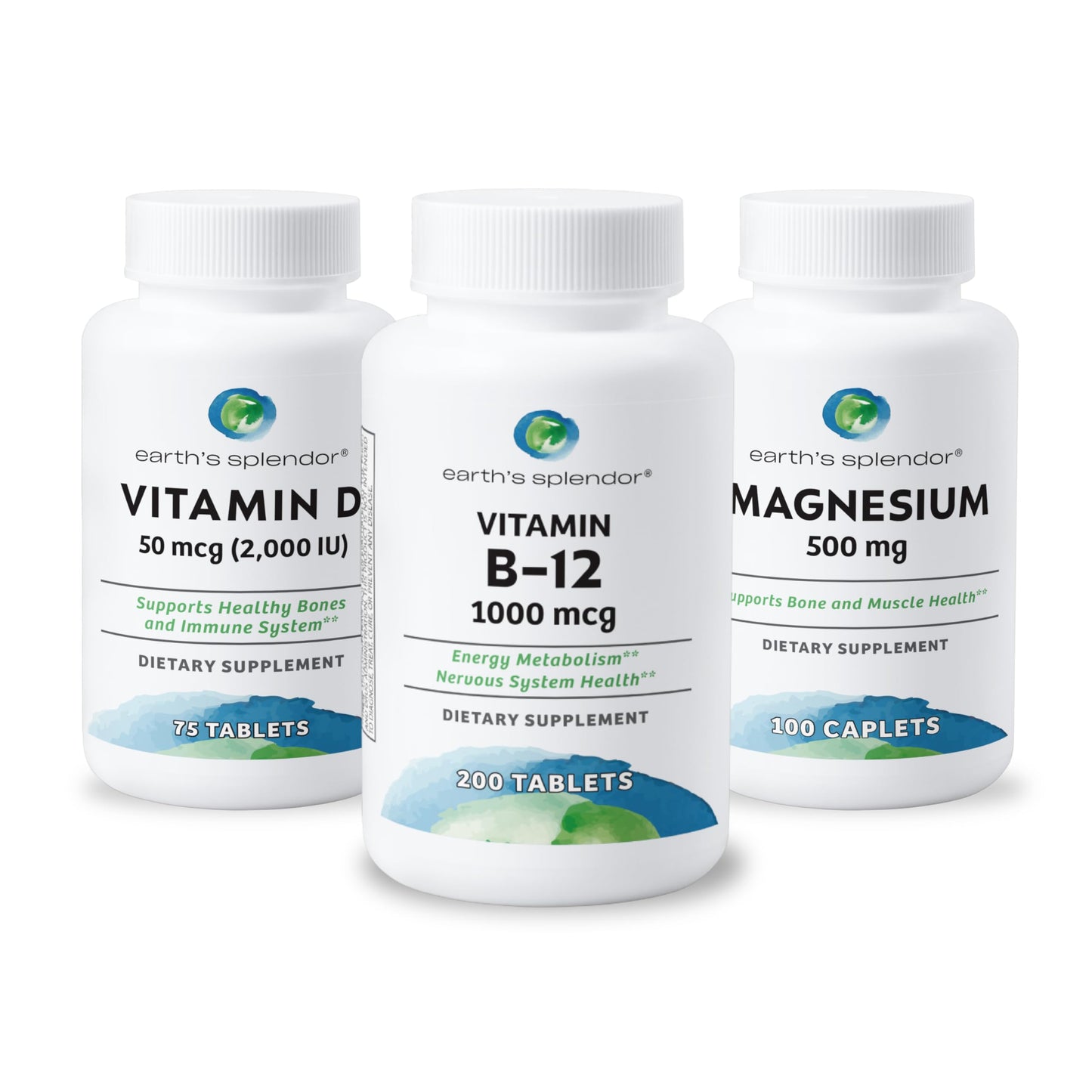 Paquete vitaminico earth's splendor con b12 magnesio y d3