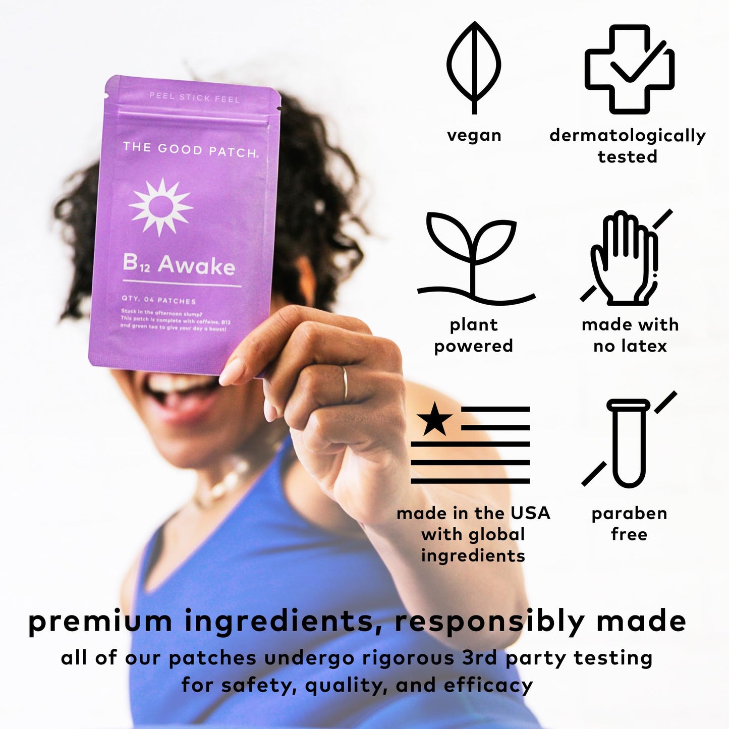 Parche b12 awake vegan con cafeina te verde para energia