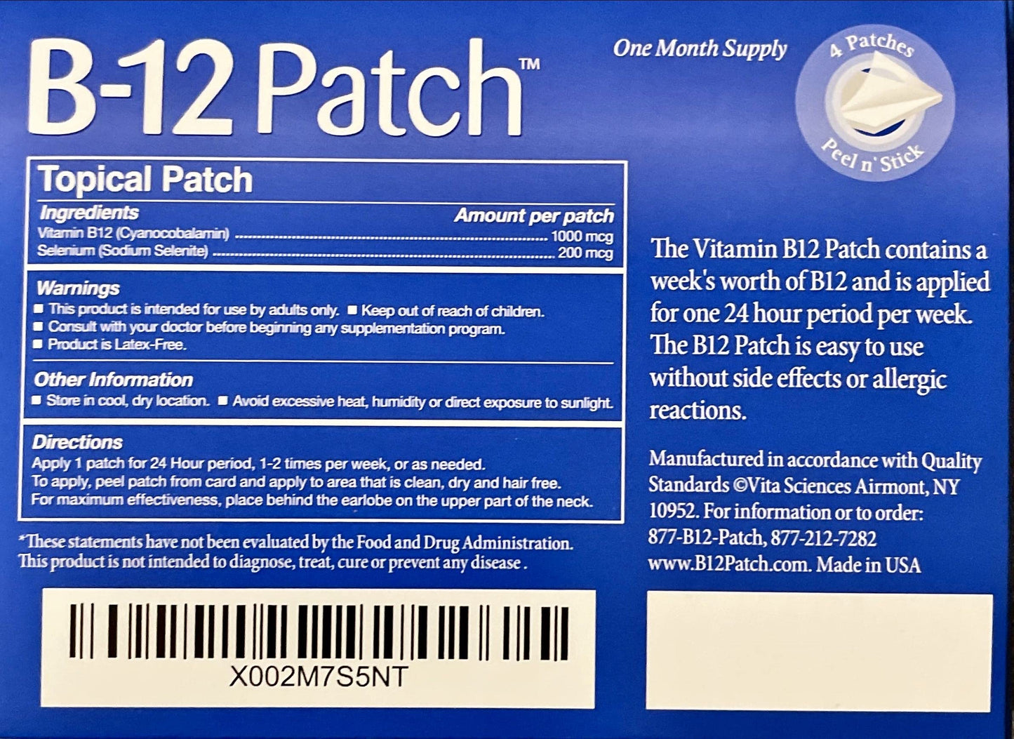 Parche pequeño y potente vitamina b12 Vita Sciences