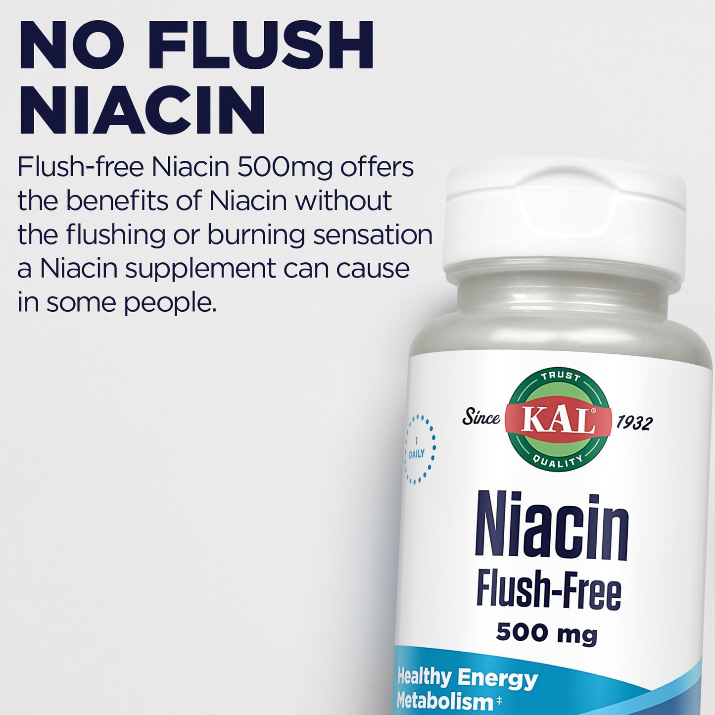 Parte posterior envase KAL Niacina 500mg Sin Rubor
