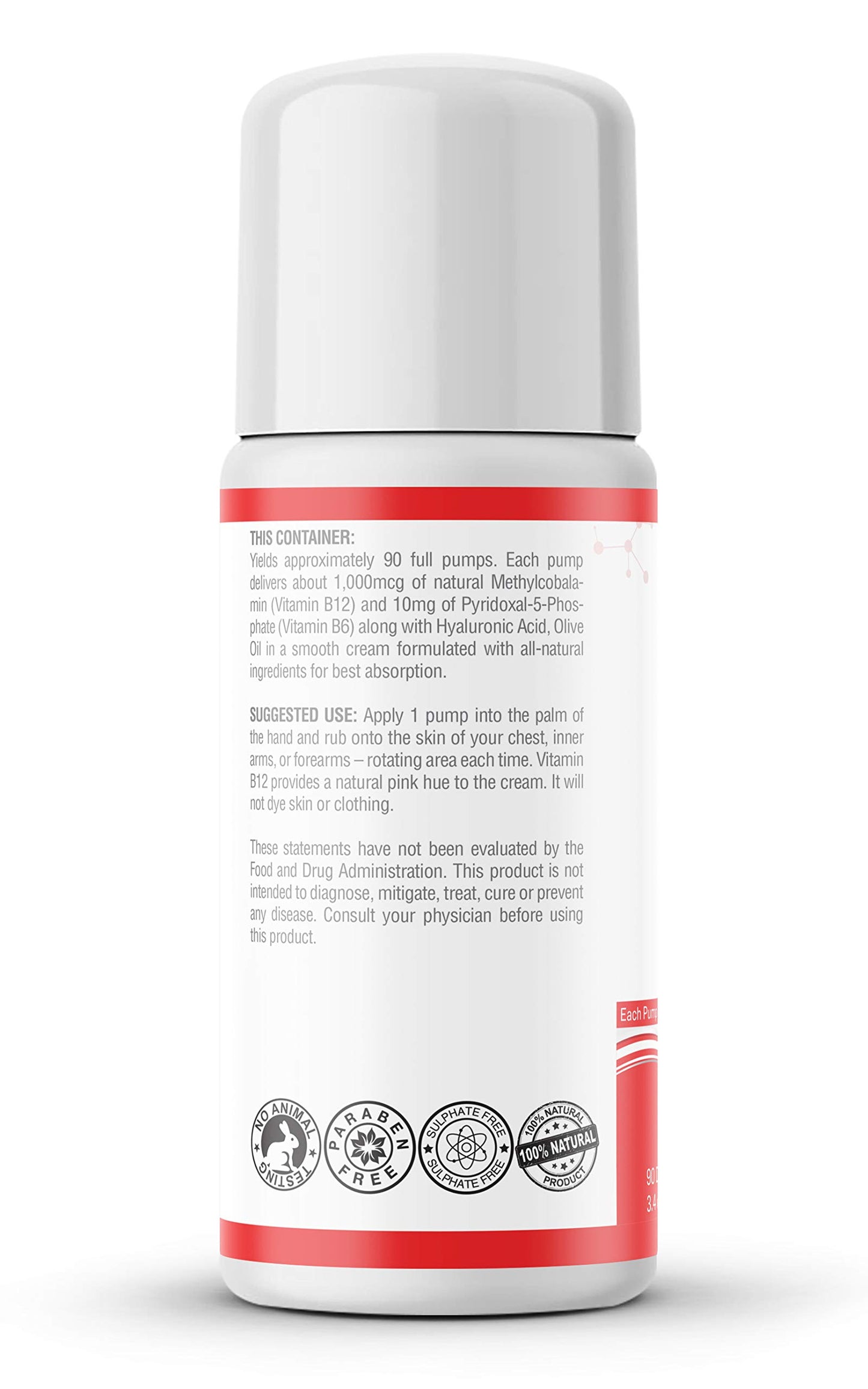 Parte trasera crema Vitamina B12 BHRT Naturals