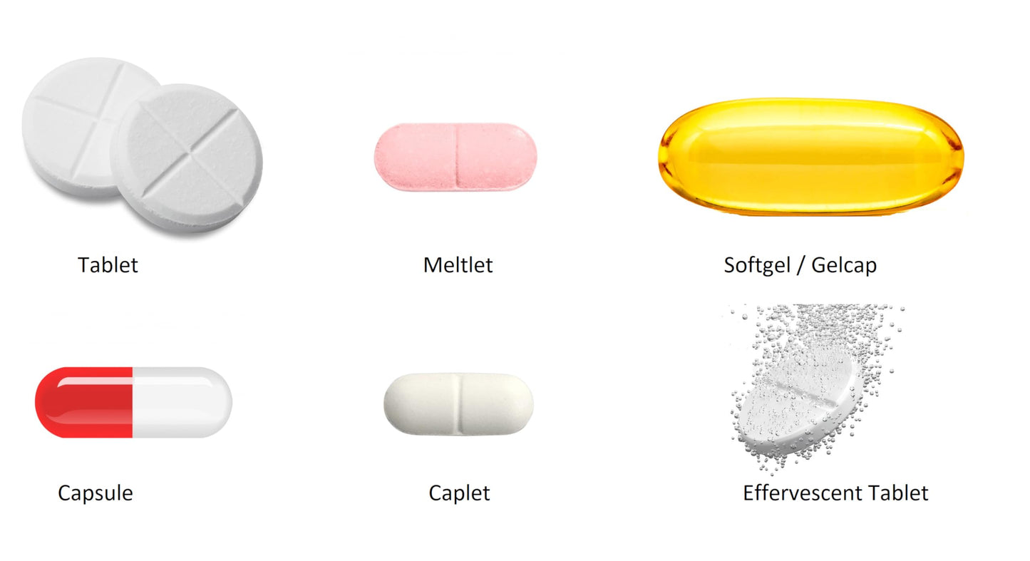 Pastilla multivitamínica GeriCare en gris.