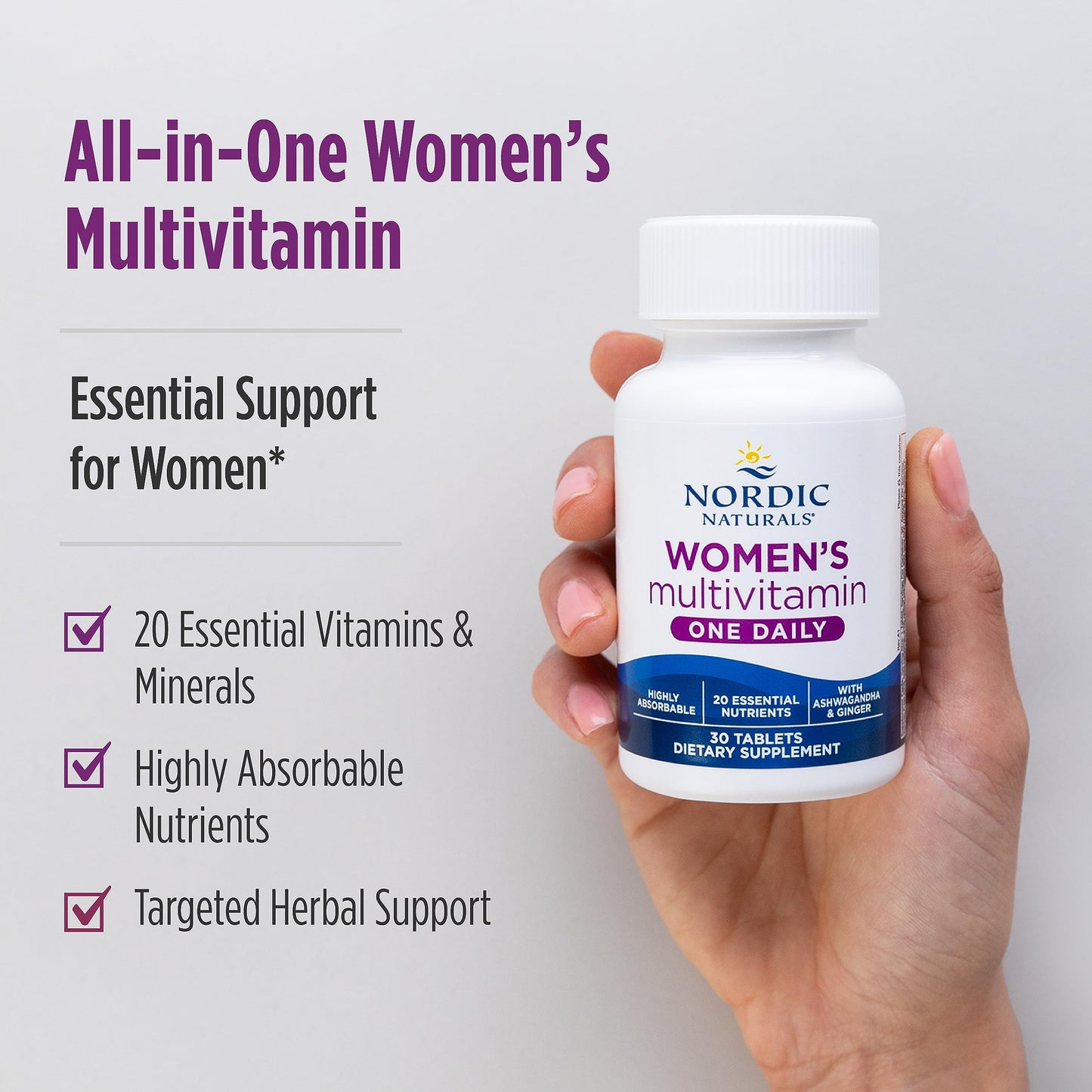 Pastilla del multivitamínico diario para mujeres Nordic