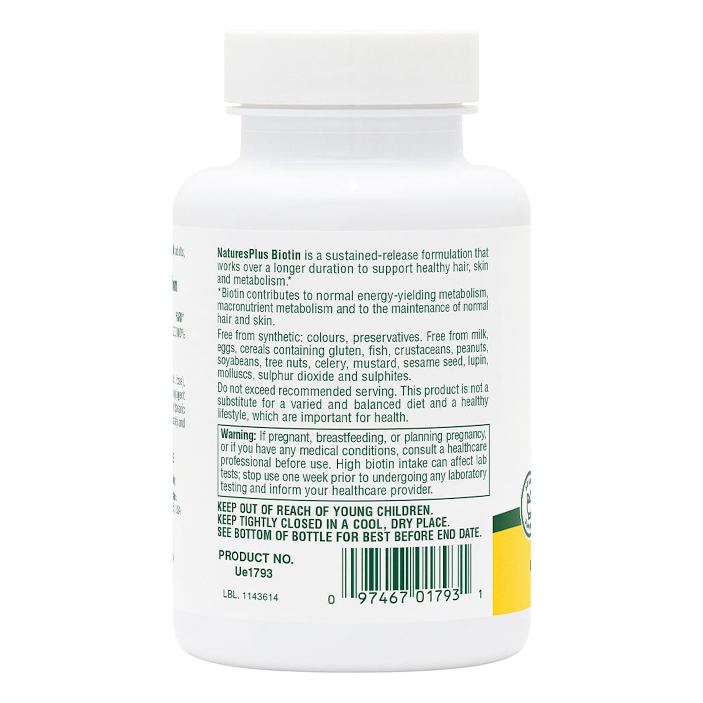 Pastillas biotina liberación lenta apoyo salud capilar