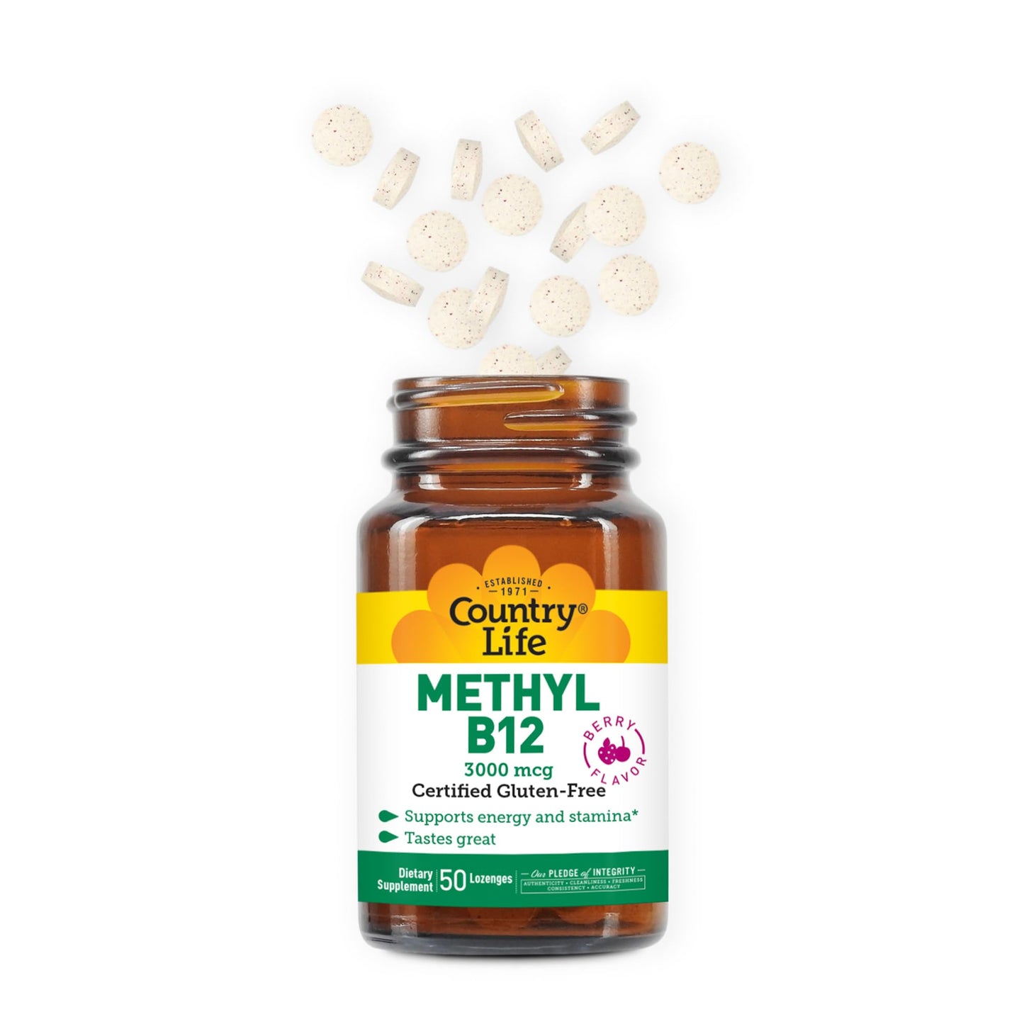 Pastillas para disolver de Vitamin B12 metilada Country Life