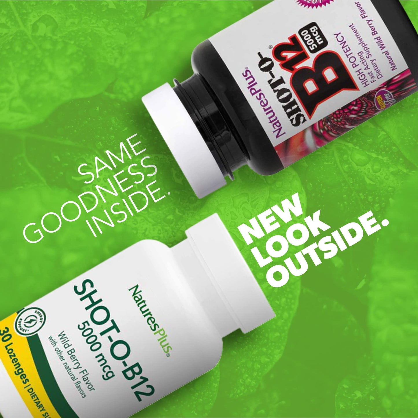Pastillas masticables Shot-O-B12 NaturesPlus 5000 mcg vegano