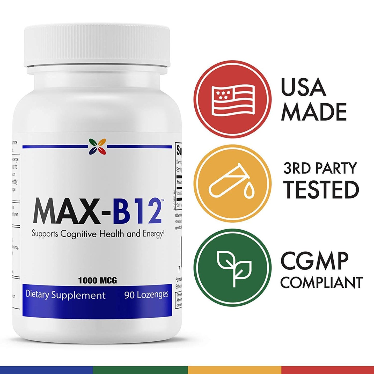 Pastillas MAX-B12 1000 mcg para estrés y energía Stop Aging Now
