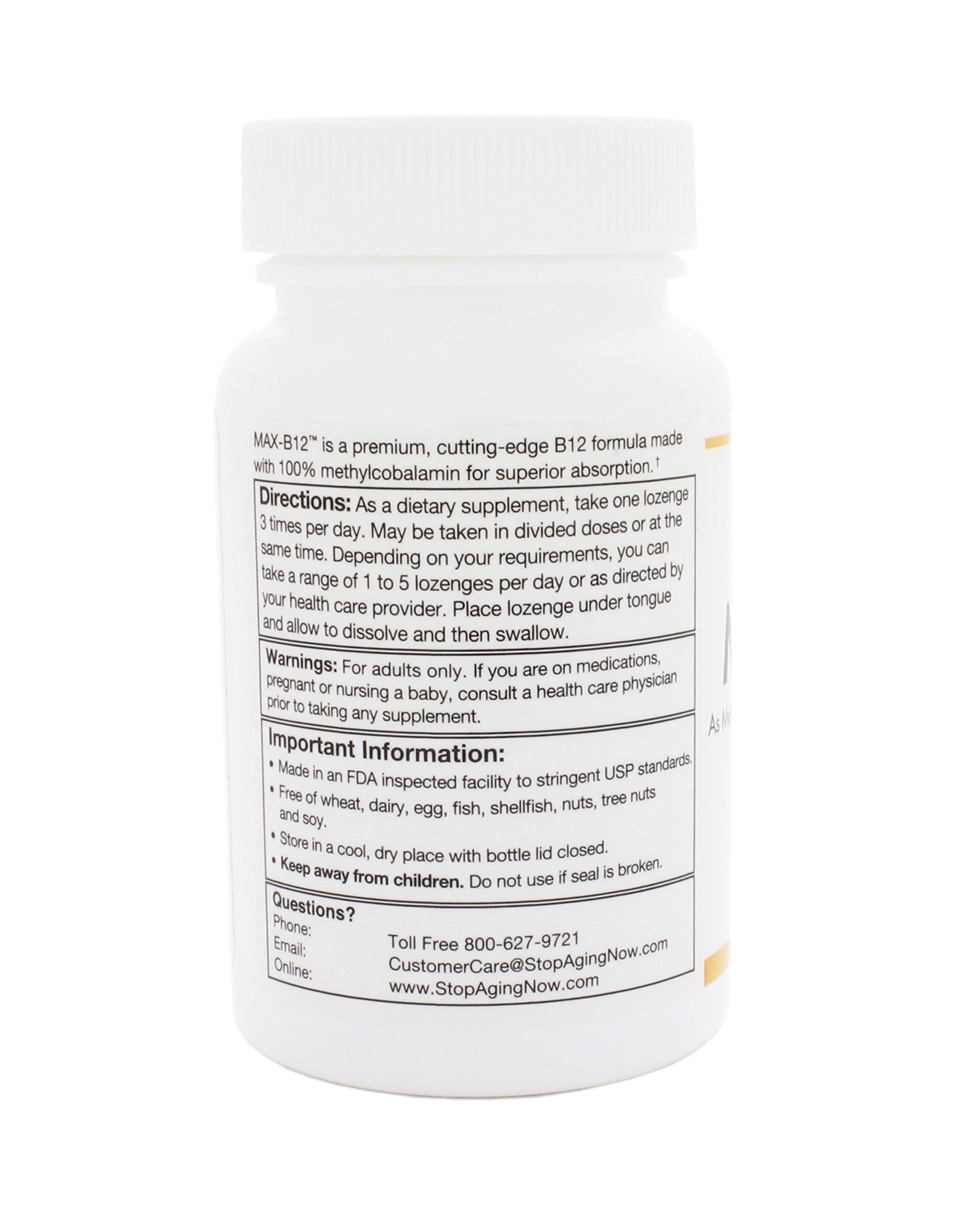 Pastillas MAX-B12 vitamina B12 Stop Aging Now
