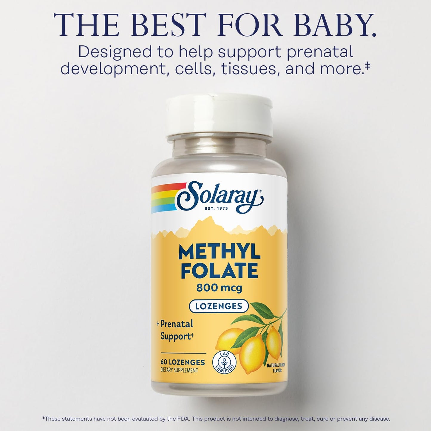 Pastillas metil folato SOLARAY sabor natural limón 60 días de suministro