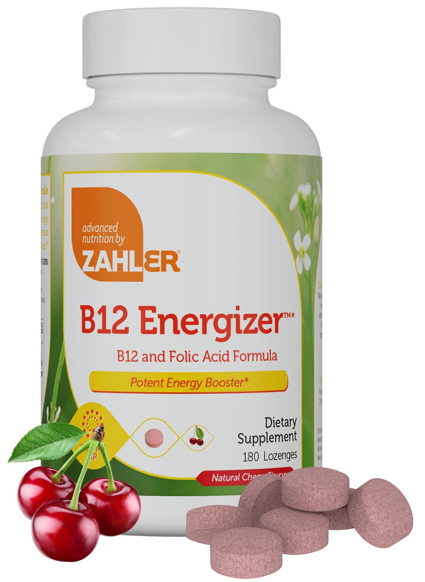 Pastillas de vitamina B12 5000 mcg Zahler sabor cereza natural