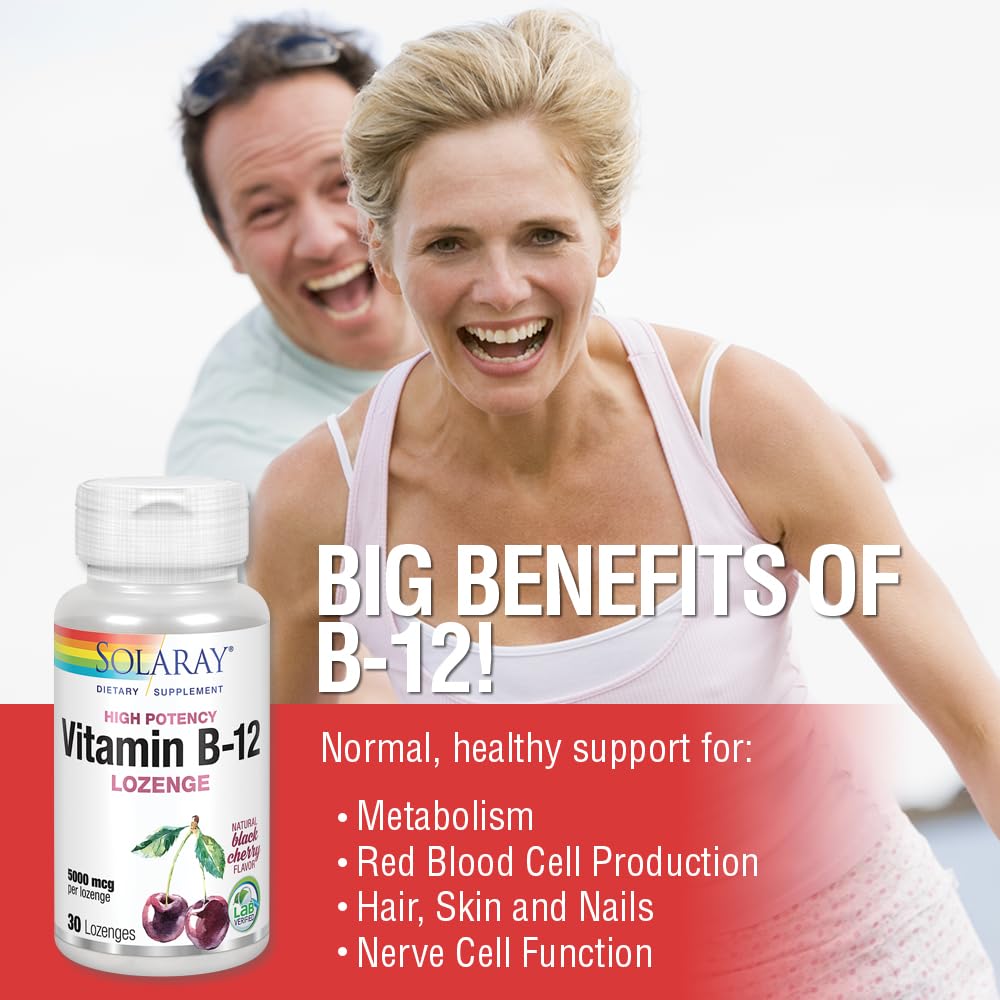 Pastillas vitamina B-12 SOLARAY sabor cereza