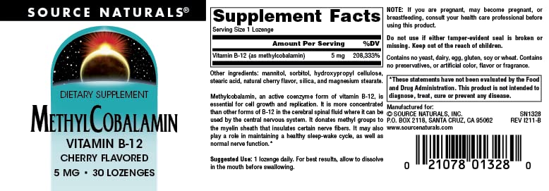 Pastillas vitamina b-12 metilcobalamina Source Naturals