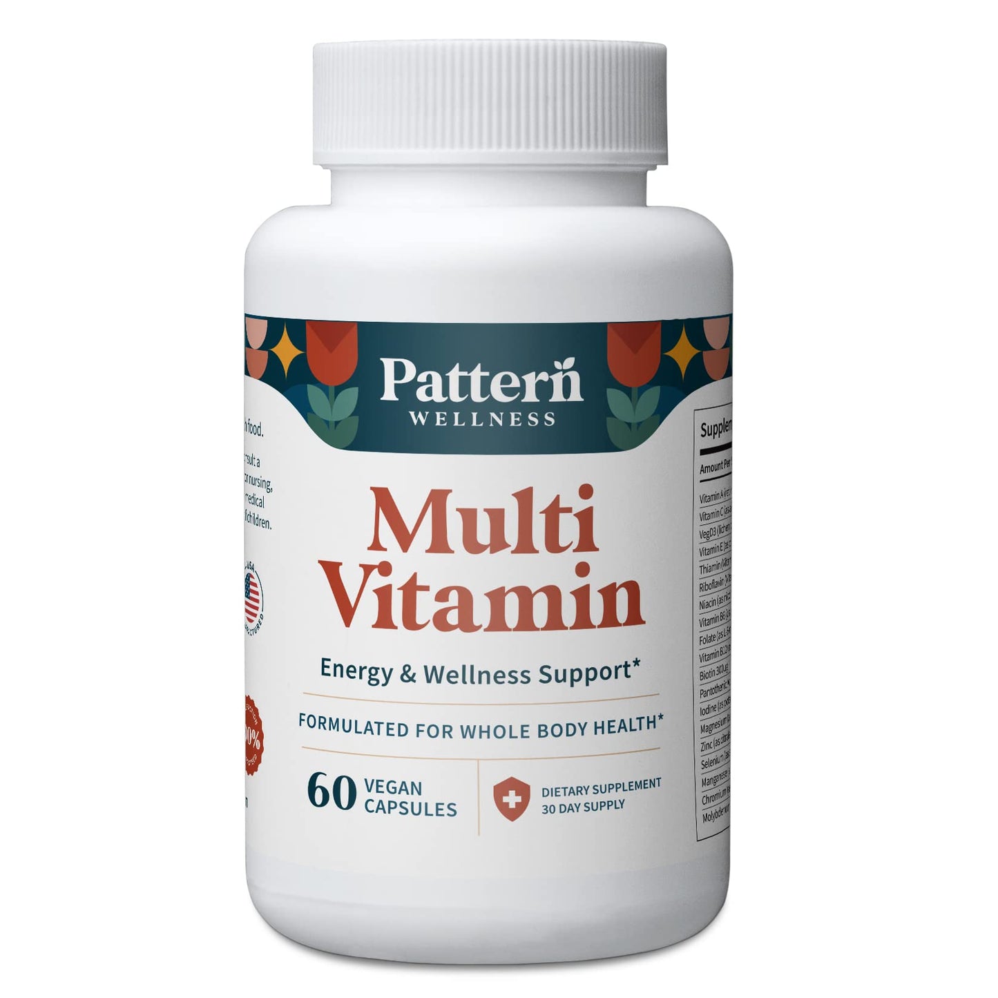 Botella de multivitamínicos Pattern Wellness para hombres y mujeres