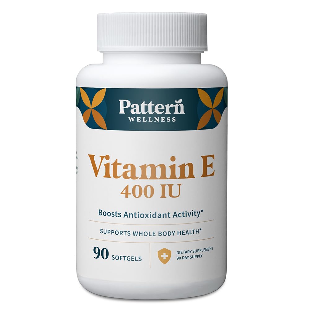 Frasco Pattern Wellness vitamina E 400 IU 90 cápsulas blandas