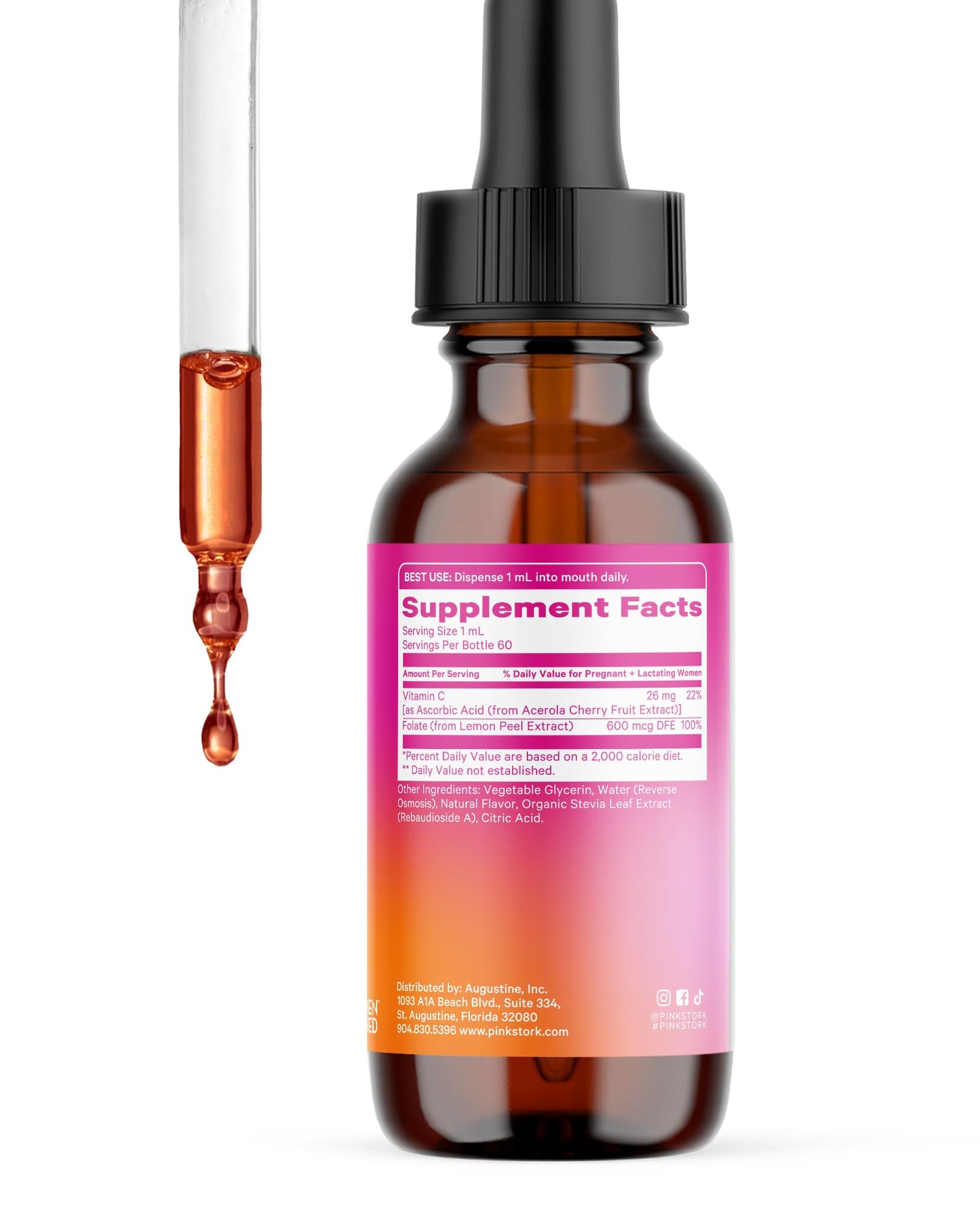 Pink Stork suplemento prenatal líquido natural para mujeres