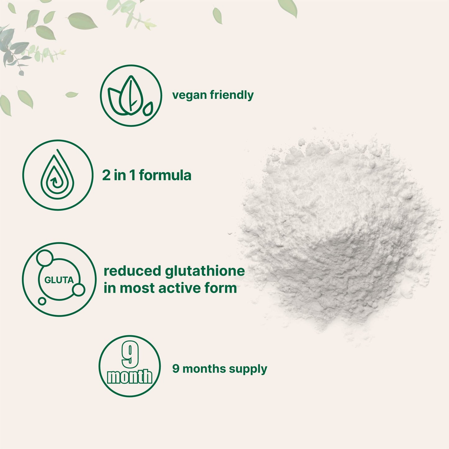 Polvo de glutatión y inositol para antioxidantes
