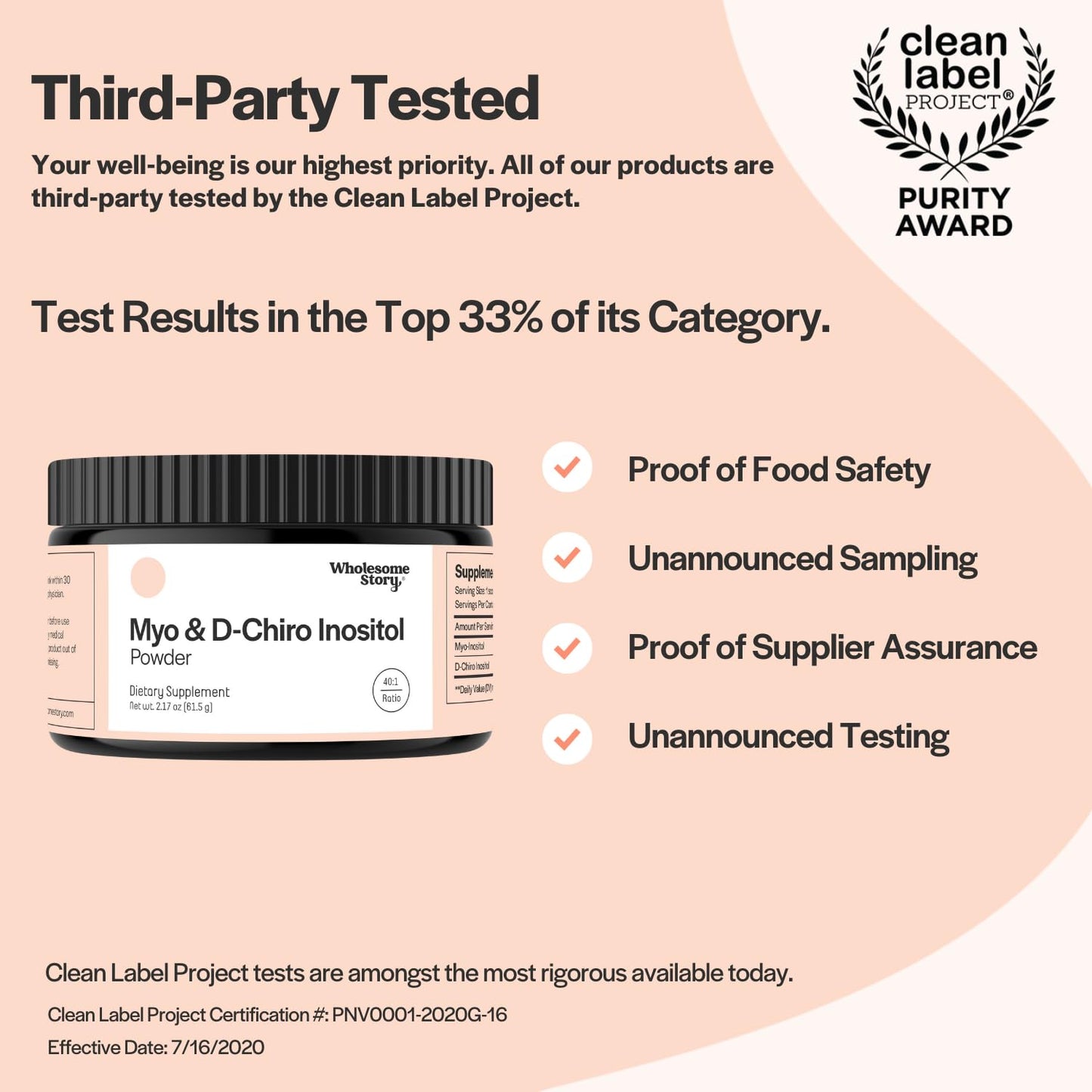 polvo inositol certificación clean label proyecto certificado